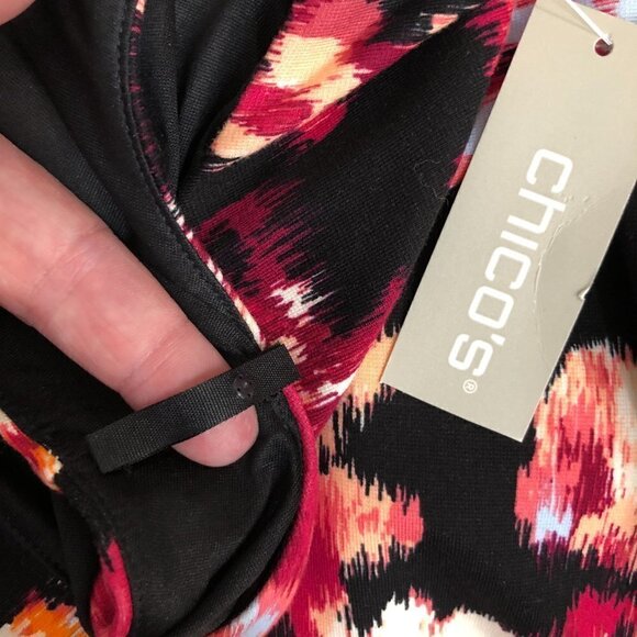 NWT - CHICO’S Size 0 - Sleeveless Shift Midi Knit Floral Dress - Standard Size 4 - Picture 8 of 10